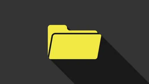 Yellow Folder icon isolated on grey background. 4K Video motion graphic Stock Footage 147691444
