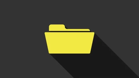 Yellow Folder icon isolated on grey background. 4K Video motion graphic Stock Footage 147693300