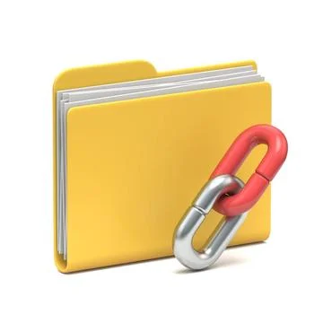 Yellow folder icon with links 3D Yellow folder icon with links 3D renderin... Stock-Fotos