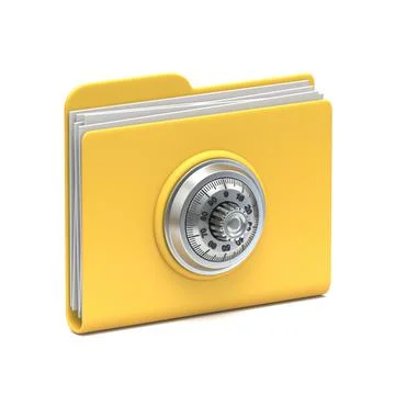 Yellow folder icon Locked files 3D 스톡 일러스트