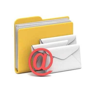 Yellow folder icon Mails 3D Stock Illustration
