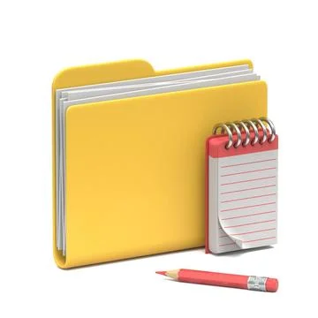 Yellow folder icon Notes concept 3D Yellow folder icon Notes concept 3D re... Stock-Fotos