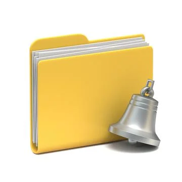 Yellow folder icon notification silver bell 3D イラスト素材