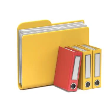 Yellow folder icon with office binders 3D 스톡 일러스트