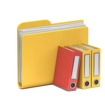 Yellow folder icon with office binders 3D Yellow folder icon with office b... Stock-Fotos