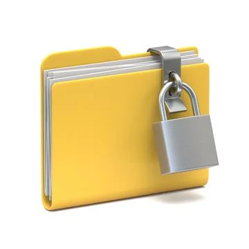 Yellow folder icon Password protection concept 3D Stock Illustration