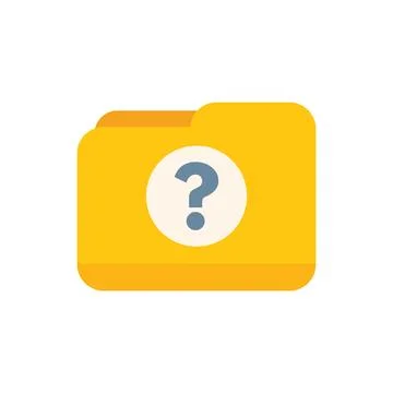 Yellow folder icon with question mark displaying lost data Illustrazione stock