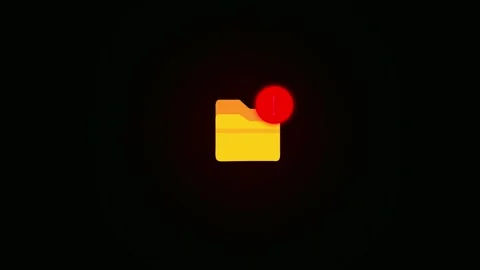 Yellow Folder Icon with Red Notification Dot on animated Black Background a.. Stock Footage 321454371