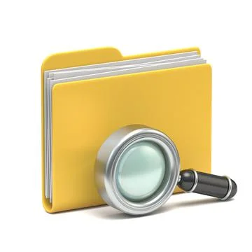 Yellow folder icon Search concept 3D Illustrazione stock