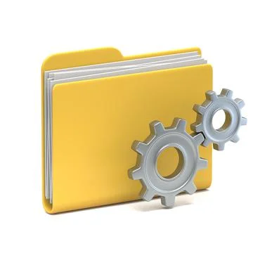 Yellow folder icon Settings concept 3D Stock Illustration