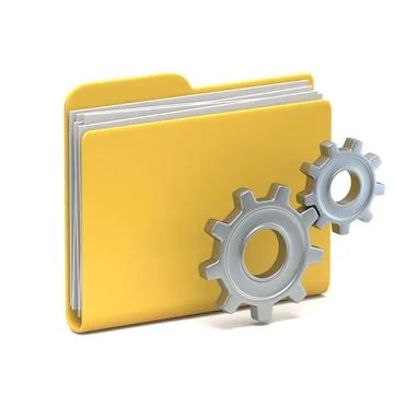 Yellow folder icon Settings concept 3D Yellow folder icon Settings concept... Stock-Fotos