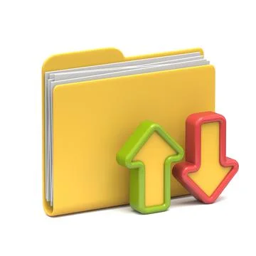 Yellow folder icon Upload and download concept 3D Illustrazione stock