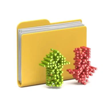 Yellow folder icon Upload and download arrow 3D Yellow folder icon Upload ... Stock-Fotos