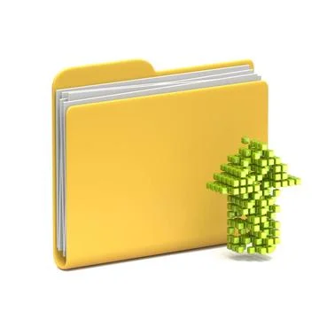 Yellow folder icon Upload arrow 3D Yellow folder icon Upload arrow 3D rend... 스톡 사진