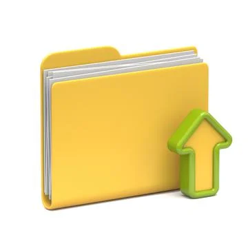 Yellow folder icon Upload concept 3D Stock Illustration