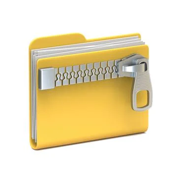 Yellow folder icon Zipper 3D 스톡 일러스트