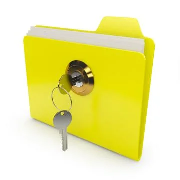 Yellow folder with key Stock Illustration