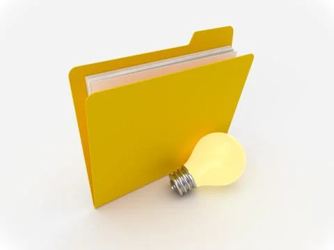 Yellow Folder With Lightbulb, Idea Concept Illustrazione stock