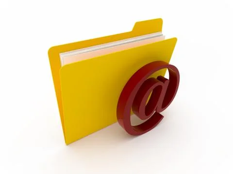 Yellow Folder With Mail Symbol Stock Illustration