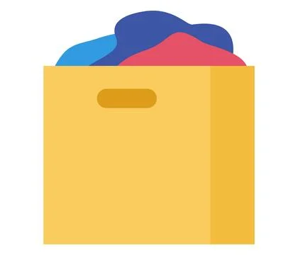 Yellow folder with multicolored papers sticking out. Office organization and Illustrazione stock