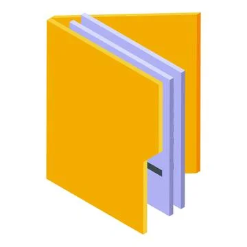 Yellow folder opening with documents inside isometric view Stock Illustration