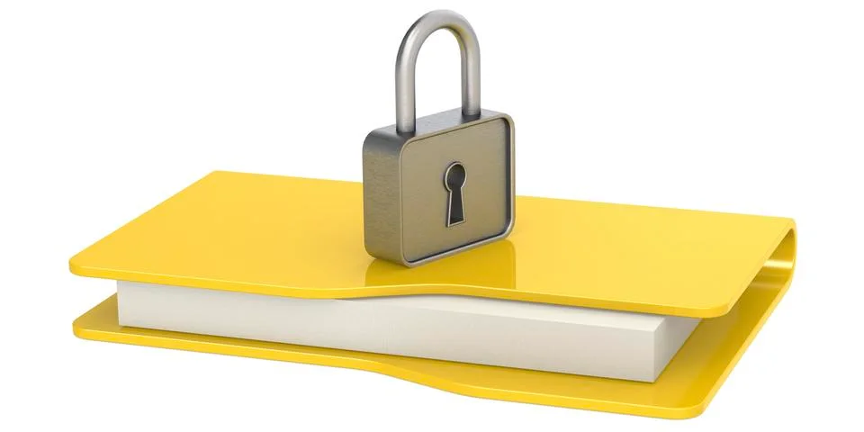 Yellow folder with padlock. Data security concept Stock Illustration
