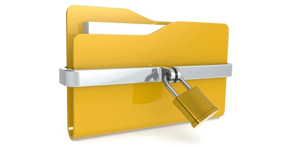 Yellow folder with padlock. Data security concept Stock Illustration