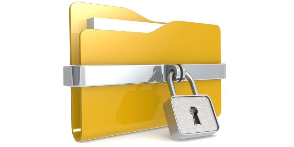 Yellow folder with padlock. Data security concept Stock Illustration