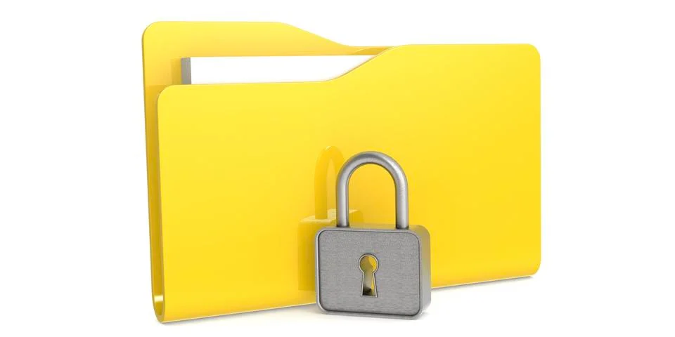 Yellow folder with padlock. Data security concept Stock Illustration