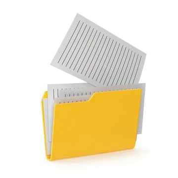 Yellow folder with papers office document storage and organization Stock Illustration