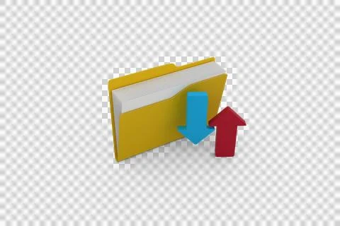 Yellow folder with red and blue arrow sign Stockillustratie