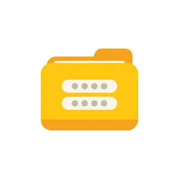 Yellow folder representing encrypted data protection concept Stock Illustration
