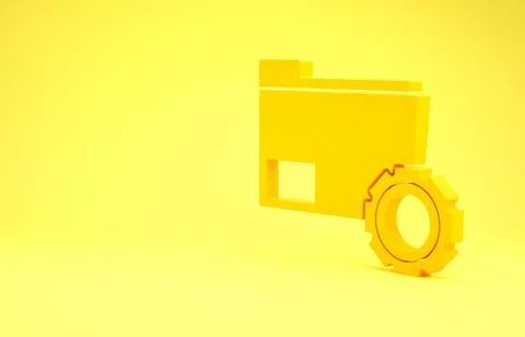 Yellow Folder settings with gears icon isolated on yellow background. Softwar Stock-Illustration