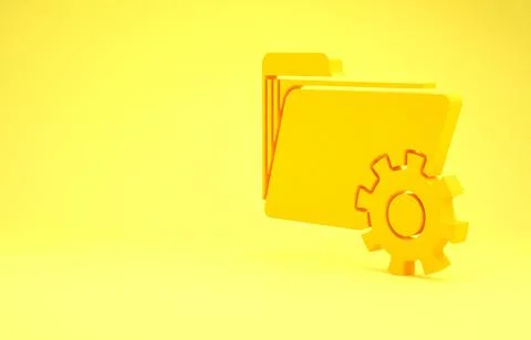 Yellow Folder settings with gears icon isolated on yellow background. Softwar Stock-Illustration