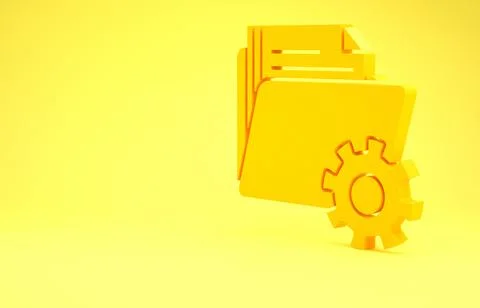 Yellow Folder settings with gears icon isolated on yellow background. Softwar Stock-Illustration