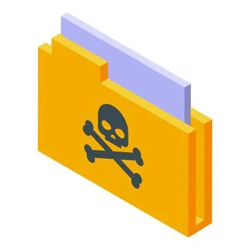 Yellow folder with skull and crossbones showing cyber crime Illustrazione stock
