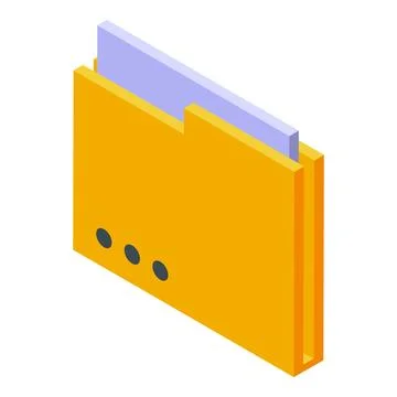 Yellow folder storing files isometric icon representing data storage Stock Illustration