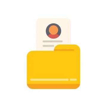 Yellow folder storing personal profile information icon Stock Illustration