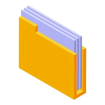 Yellow folder storing several digital documents isometric icon Stockillustratie