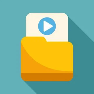 Yellow folder storing video files in flat design イラスト素材