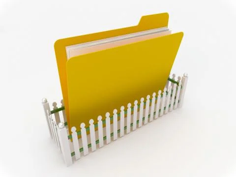 Yellow Folder Surrounded by a Fence Stock Illustration