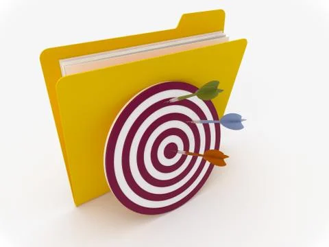 Yellow Folder With Target and Darts Stock Illustration