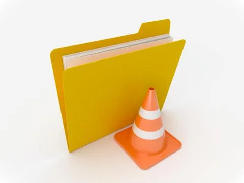 Yellow Folder With Traffic Cone Stock Illustration