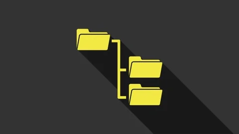 Yellow Folder tree icon isolated on grey background. Computer network file Stock Footage 147693080