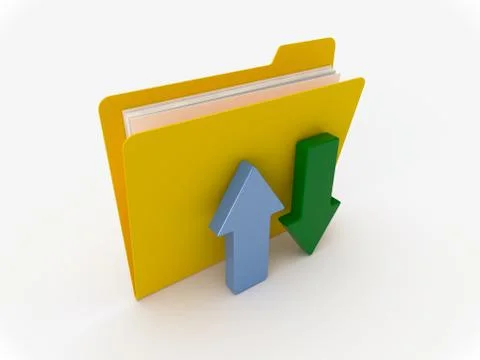 Yellow Folder with Upload and Download Arrow Symbols Stock Illustration