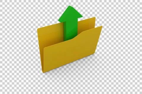 Yellow folder with uploading arrow symbol Stock-Illustration