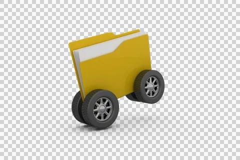 Yellow folder with wheels Illustrazione stock