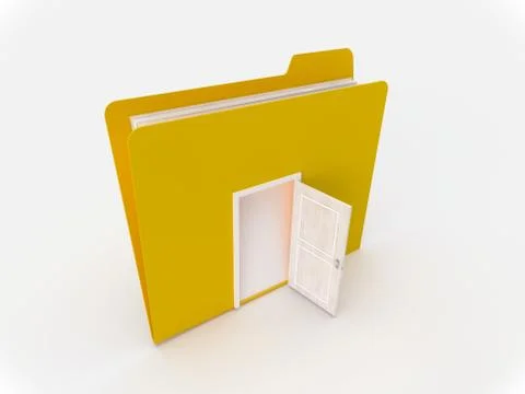Yellow Folder With a White Door Open Stock Illustration