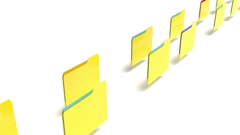 Yellow folders document portfolio able to loop endless Stock Footage 312188261