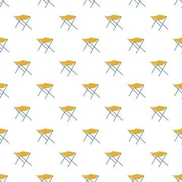Yellow folding camping stools pattern on white background イラスト素材